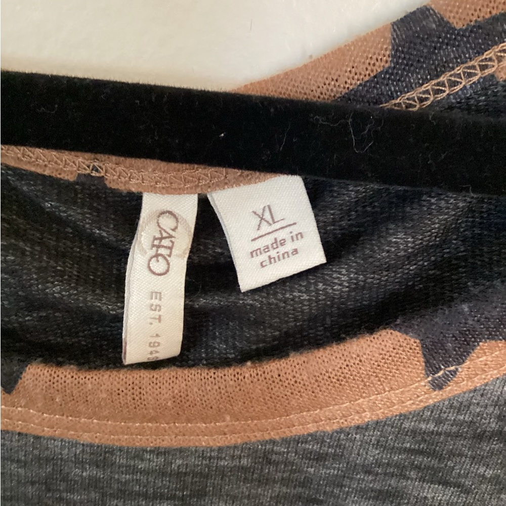 Cato XL fa boo lous long sleeve shirt. Does have leopard accents.